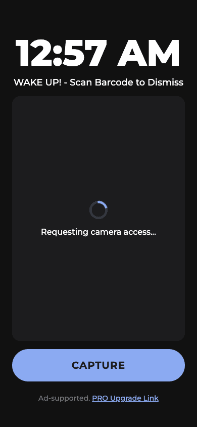 WakeRush barcode scan mission with camera viewfinder